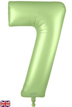 Oaktree 34inch Number 7 Satin Pastel Pistachio - Foil Balloons